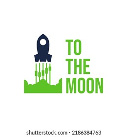 To the moon trading design - candle sticks moving up bullish vector