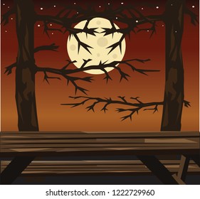 moon with a tree branch silhouette