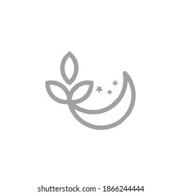 moon tree line art logo design template
