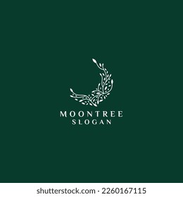 Icono de diseño del logotipo del árbol de la luna