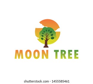 Moon tree logo design templete