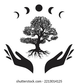 moon tree, vector logo icon