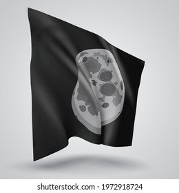 moon, vector 3d flag isolated on white background