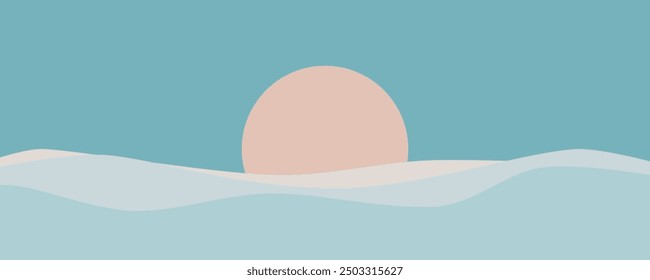 Vector de la luna detrás de la onda Silueta Mousepad Tamaño 