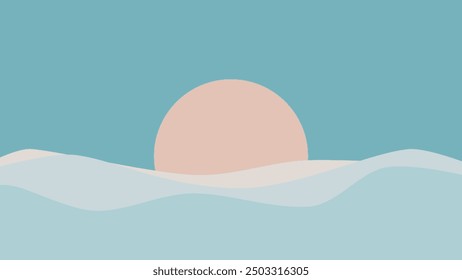 Vector de la luna detrás de la silueta de la onda Tamaño HD