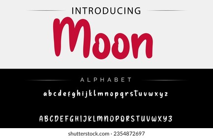 Moon vector brush style font, alphabet, typeface