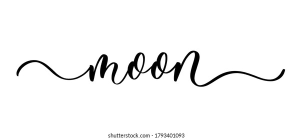 Moon - vector calligraphic inscription with smooth lines.