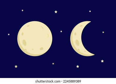 Moon vector. Moon eclipse. Lunar eclipse. Illustration.