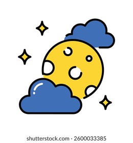 Moon vector filled outline icon. EPS 10 file