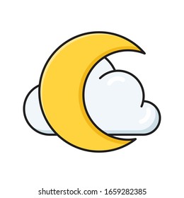 moon vector flat color icon 