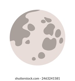 Moon vector flat illustration on white background