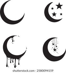 Moon vector graphics black and white