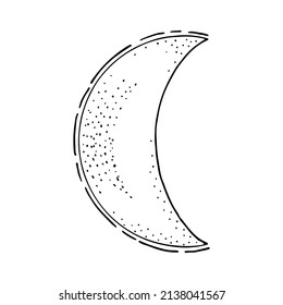 Gráficos vectoriales lunares. Cuerpo celestial místico. Satélite misterioso de la tierra. Astrológico mes lunar. Símbolo de emociones. Elemento esotérico simple de línea dibujada a mano. Creciente de fase lunar.