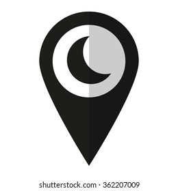 MOON - vector icon;  black map pointer