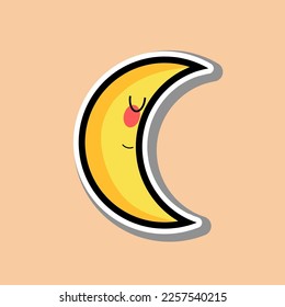 Moon vector icon designed | cute moon sticker |sleeping moon pictures