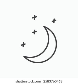 Moon vector icon isolated in black line