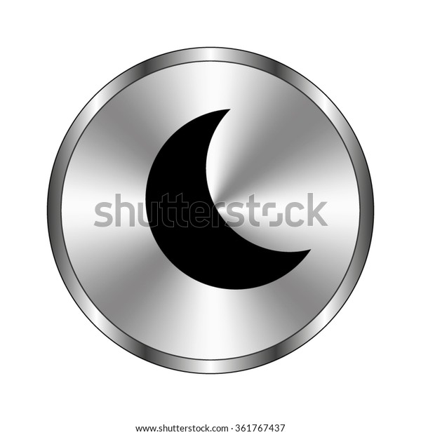 MOON - vector icon;  metal\
button