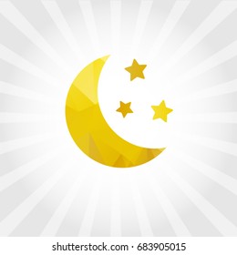  Moon vector icon on background. 