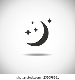 Moon vector icon on the white background