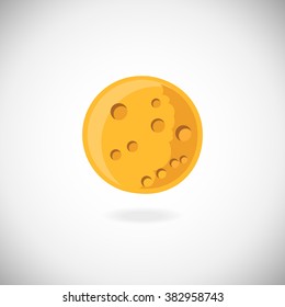 Moon vector icon on the white background. Moon yellow.  ?rescent moon. Full moon