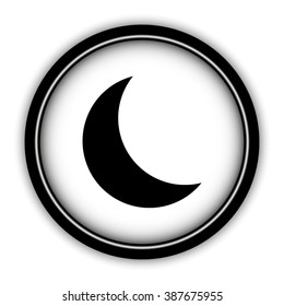moon - vector icon; round  button with shadow