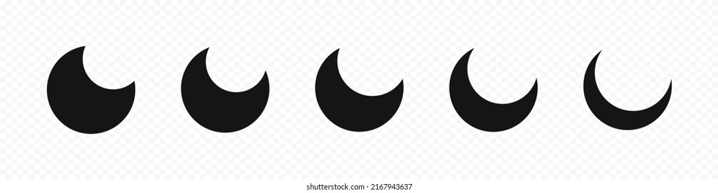 Moon vector icon set. Crescent shape. Moon phases. Moon icons. Moon silhouettes. Vector graphic EPS 10