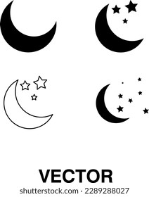 Moon vector icon set illustration on white background 