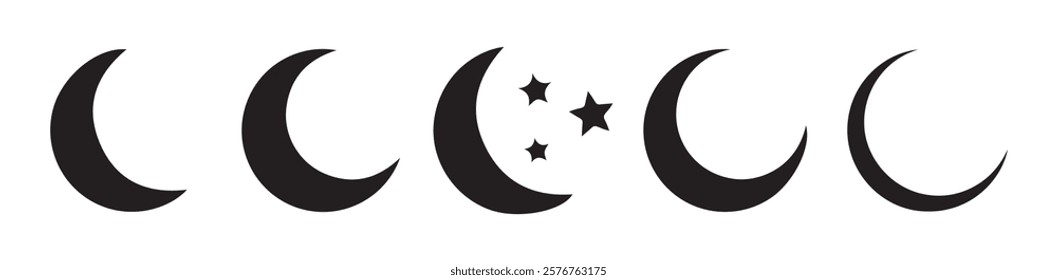 Moon vector icon set. Moon phase symbol. Crescent icon in glyph. Crescent icon set. vector eps 10