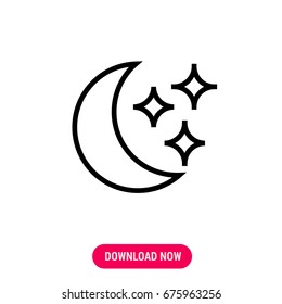 Moon vector icon, The moon with the stars symbol. Simple, modern flat vector illustration for mobile app, website or desktop app 