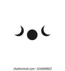 Moon vector icon. Witch boho moon shape design. Logo illustration isolated on white background. Flat design style.