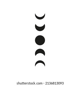 Moon vector icon. Witch boho moon shape design. Logo illustration isolated on white background. Flat design style.