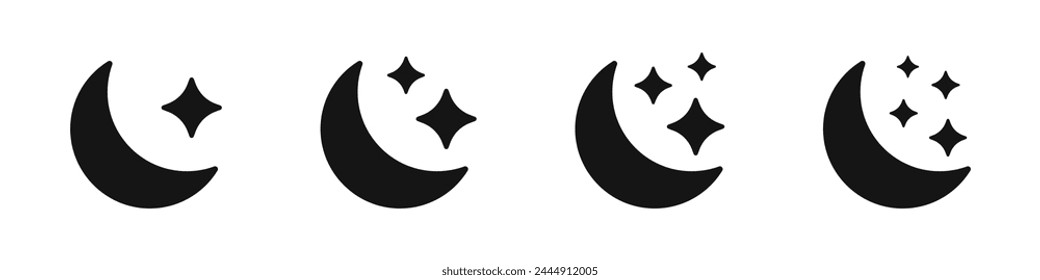 Moon vector icons. Moon icon set. Vector lunar collection. Moon with stars