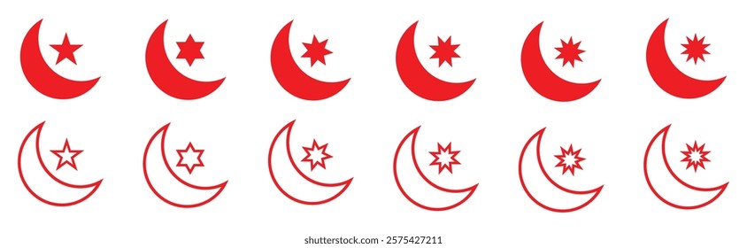 Moon vector icons. Moon icon set. Vector lunar collection. Moon with stars, Vector eps10.