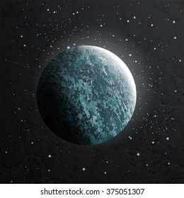 Moon. The vector illustration of the moon in clear night sky.