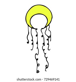 Moon vector illustration. Doodle style. Design icon, print, logo, symbol, decor, textile, paper.