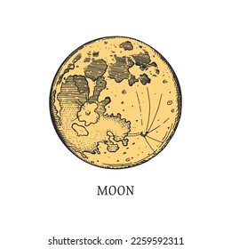 Moon vector illustration. full moon  hand drawing