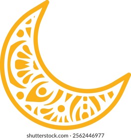 Moon Vector Illustration with Islamic decoration of Mozaik Style and Motif in it suitable for Islamic design styles, Ramadan, Eid al-Fitr and Eid al-Adha decorations. EPS 10 Format