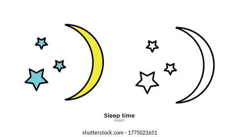 Moon vector illustration lineal color and filled design