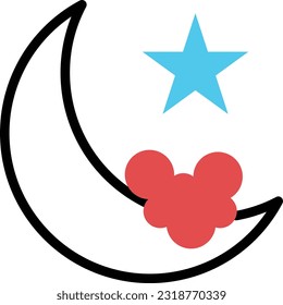 moon Vector illustration on a transparent background. Premium quality symmbols. Line Color vector icons for concept and graphic design.