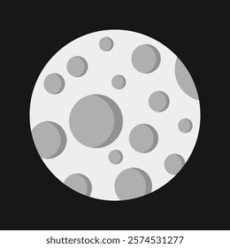 Moon vector isolated on black background. Full moon illustration. Super moon on dark background.