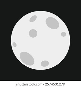 Moon vector isolated on black background. Full moon illustration. Super moon on dark background.