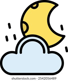 Moon Vector Line Filled Icon Design