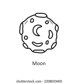 Moon Vector outline Icon Design illustration. Space Symbol on White background EPS 10 File