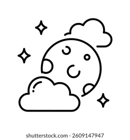Moon vector outline icon. EPS 10 file