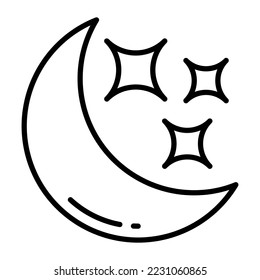 moon vector outline icon isolate on white background