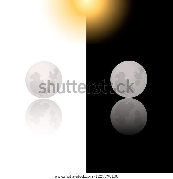 Moon vector. Planets of the solar system on\
the black and white\
background