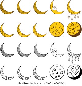 Moon vector set collection 