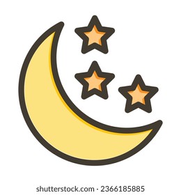 Moon Vector Thick Line Filled Colors Icon For Personal And Commercial Use.
