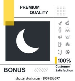 Moon vector thin line icon with modern background