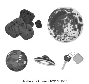 Moon, Venus of the planet of the solar system. Nil, a meteorite. Planets set collection icons in monochrome style vector symbol stock illustration web.